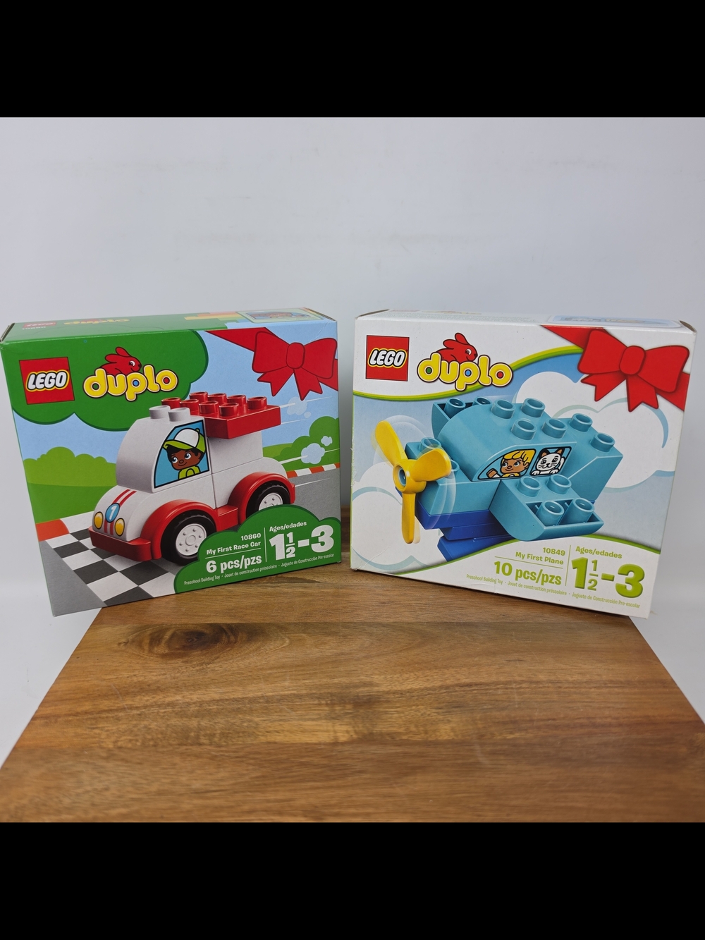 Lego Duplo Blue Plane and Red-White Rescue Car